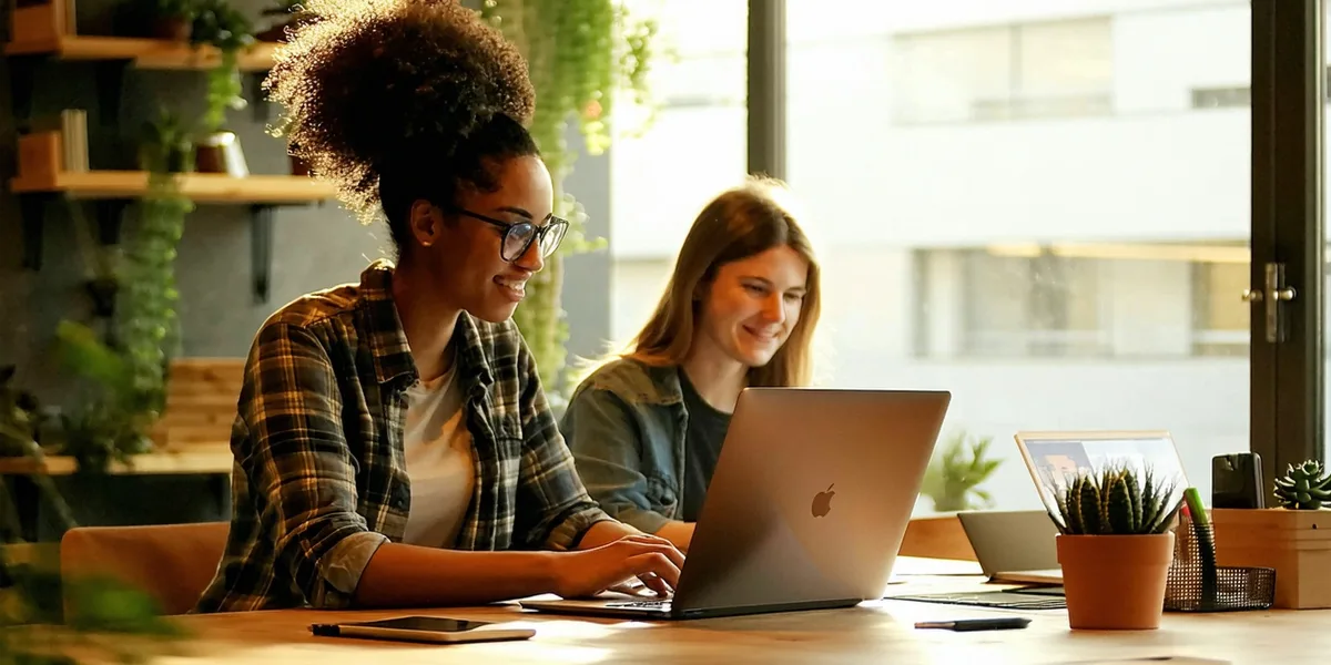 Small SaaS startup team working in a modern Austin office